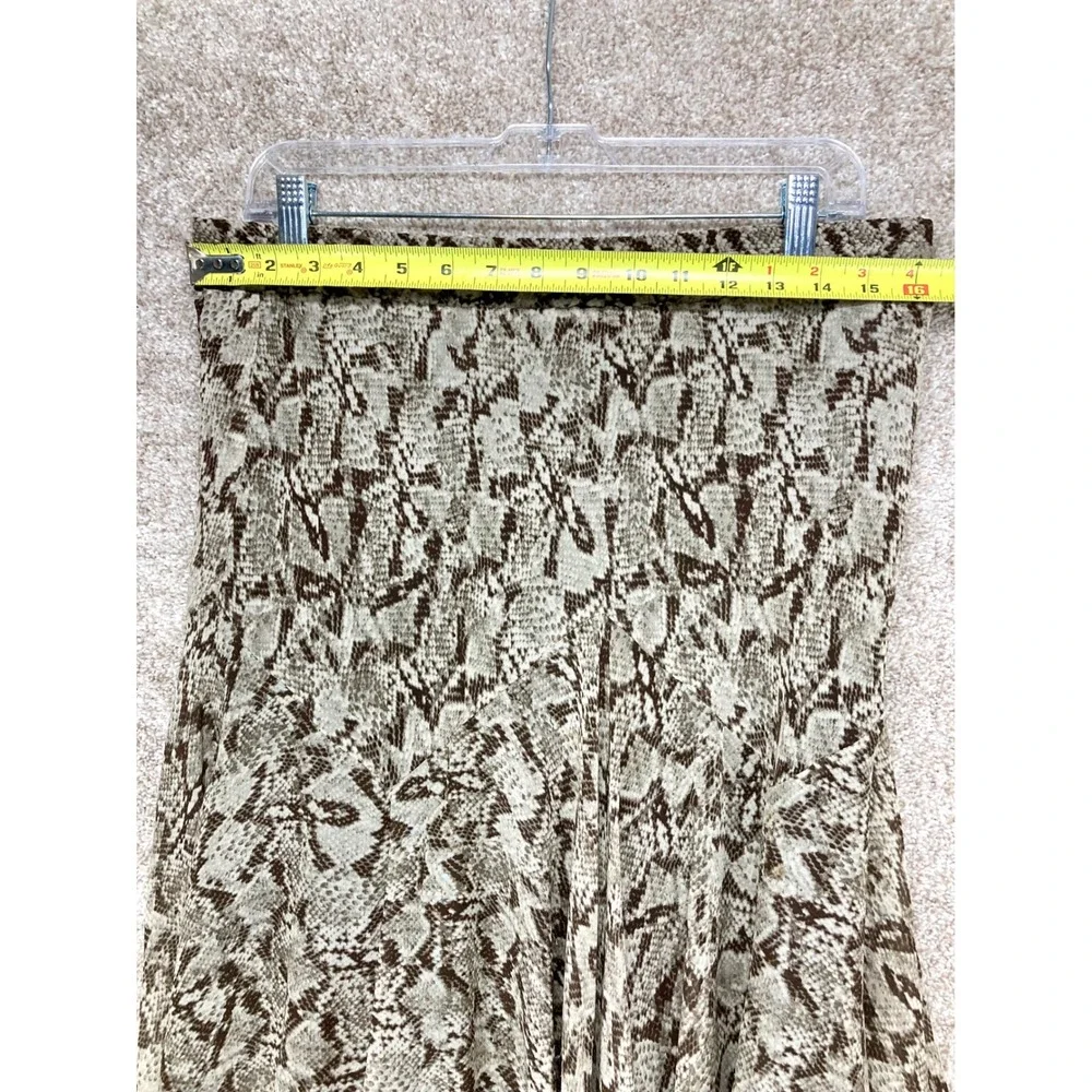 Michael Kors Silk Snakeskin Asymmetrical Hem Skirt Women L Brown Boho Flowy Chic